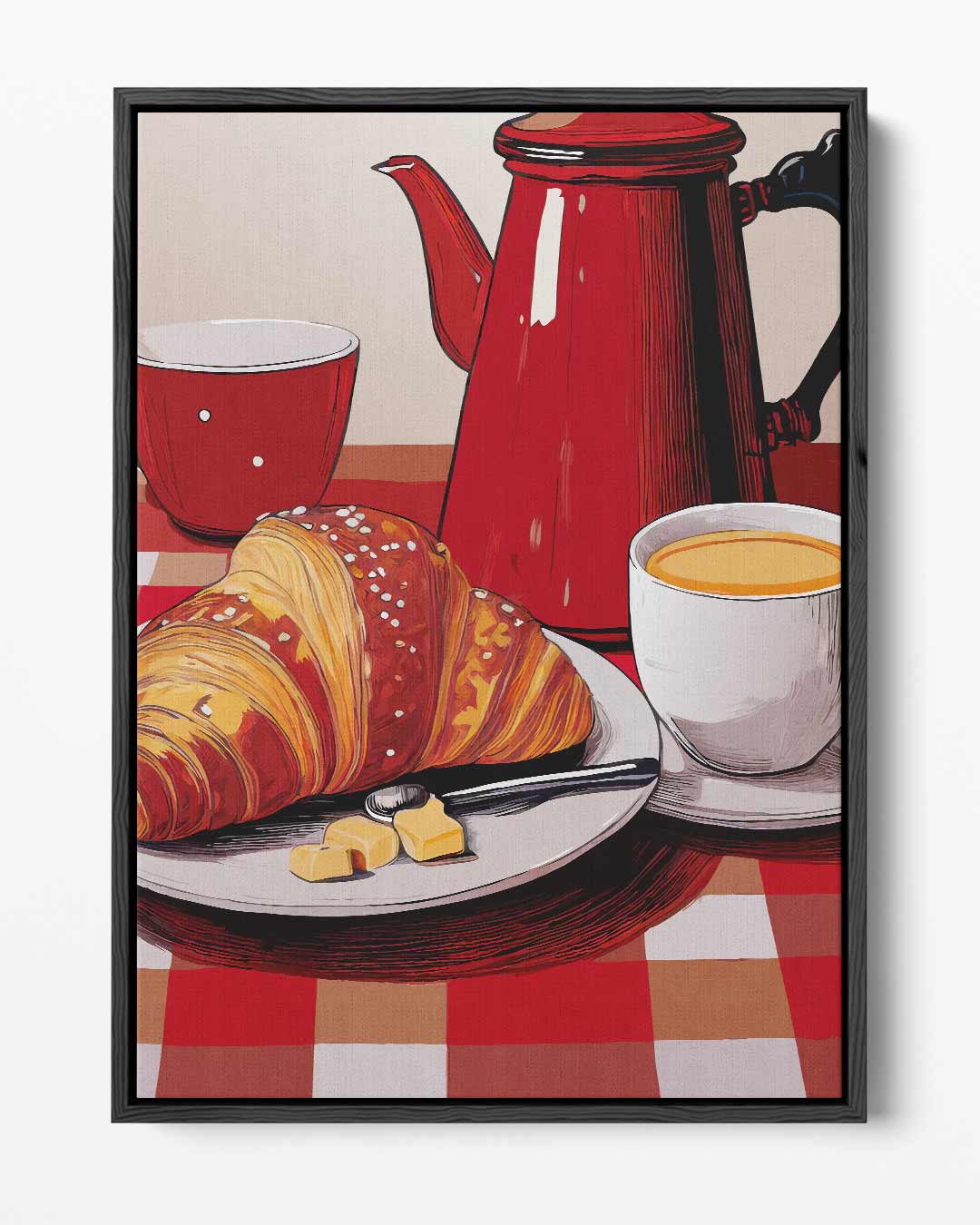 Ontbijtgenot in Rood Kunstwerk-canvas-dibond-plexiglas-wanddecoratie-WallArtistic
