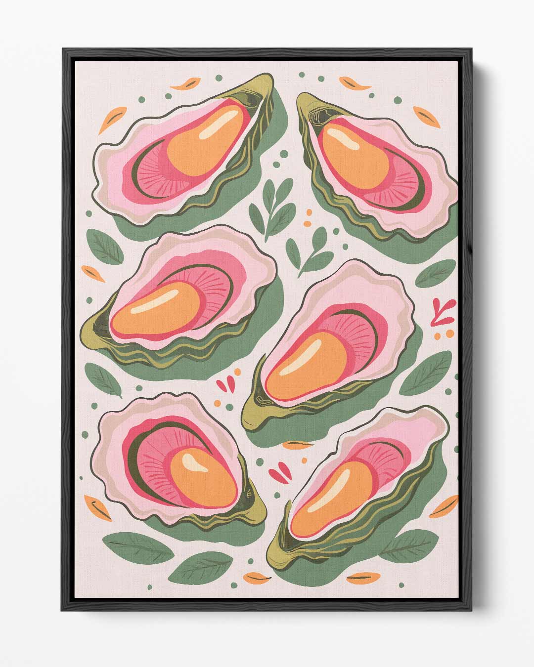 Vrolijke Oester Illustratie Kunstwerk-canvas-dibond-plexiglas-wanddecoratie-WallArtistic