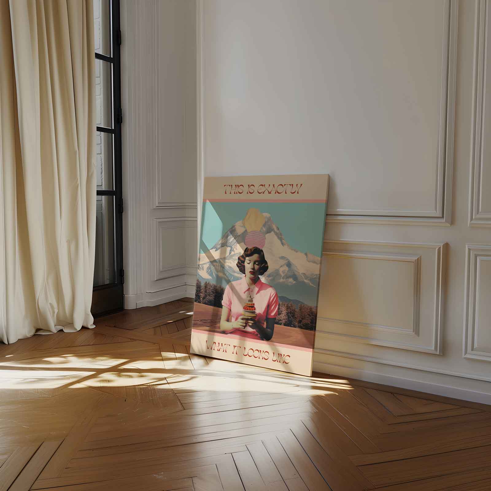 Surrealistische Dame met IJs Kunstwerk-canvas-dibond-plexiglas-wanddecoratie-WallArtistic