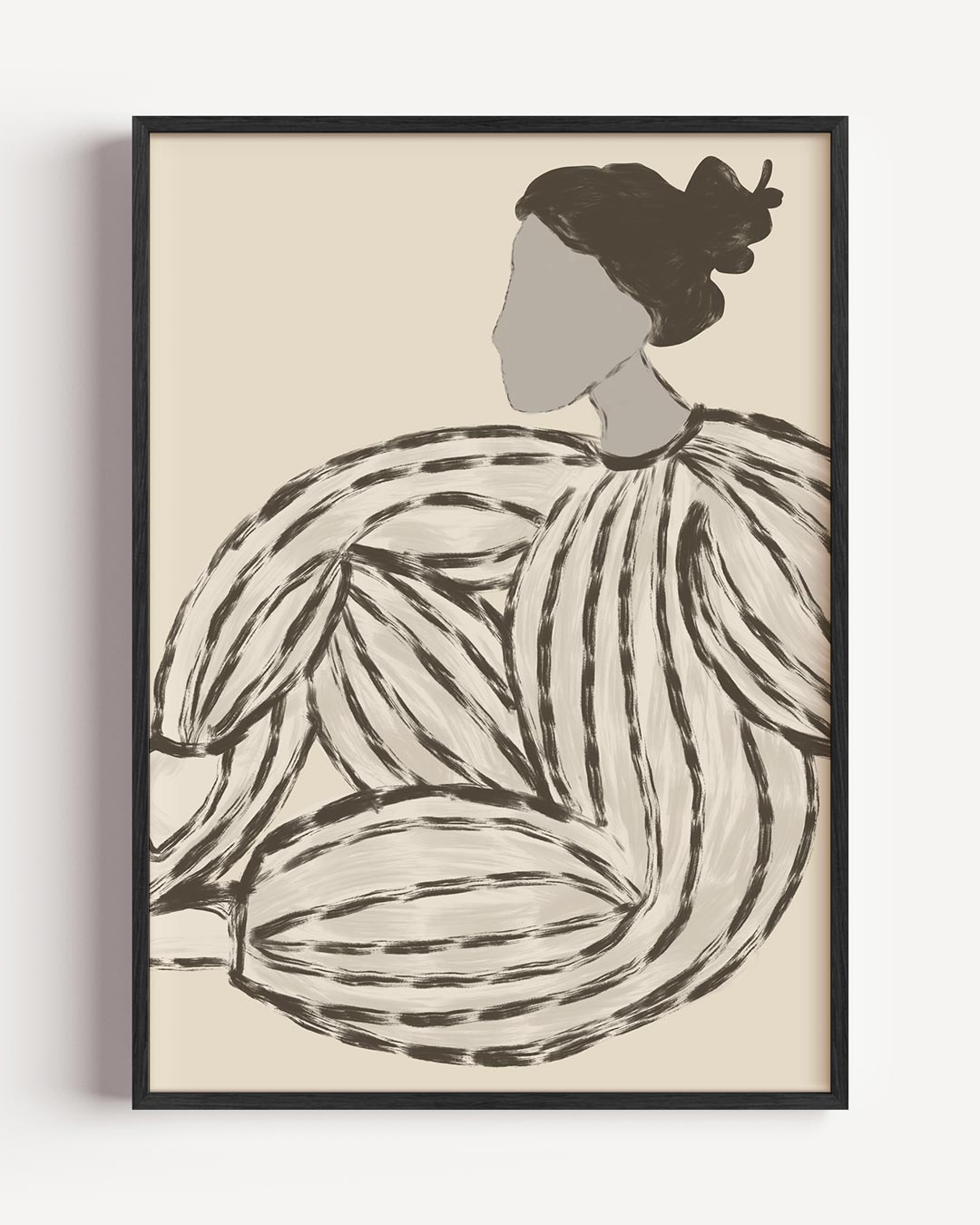 Elegante Gestreepte Vrouwelijke Silhouet Poster-WallArtistic