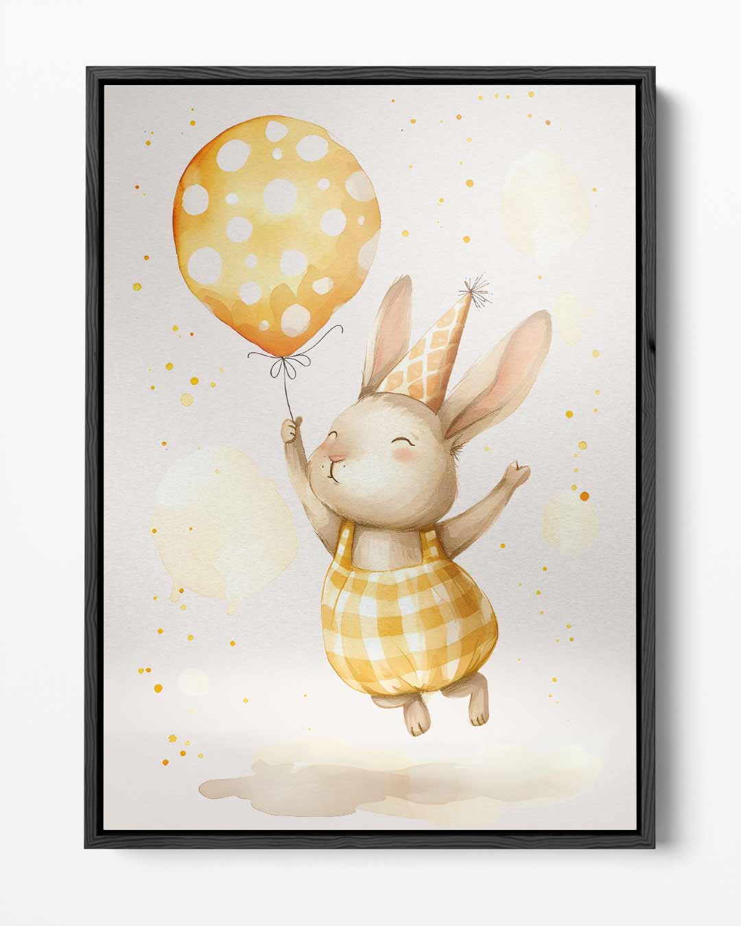 Vrolijk Konijn met Ballon Kunstwerk-canvas-dibond-plexiglas-wanddecoratie-WallArtistic