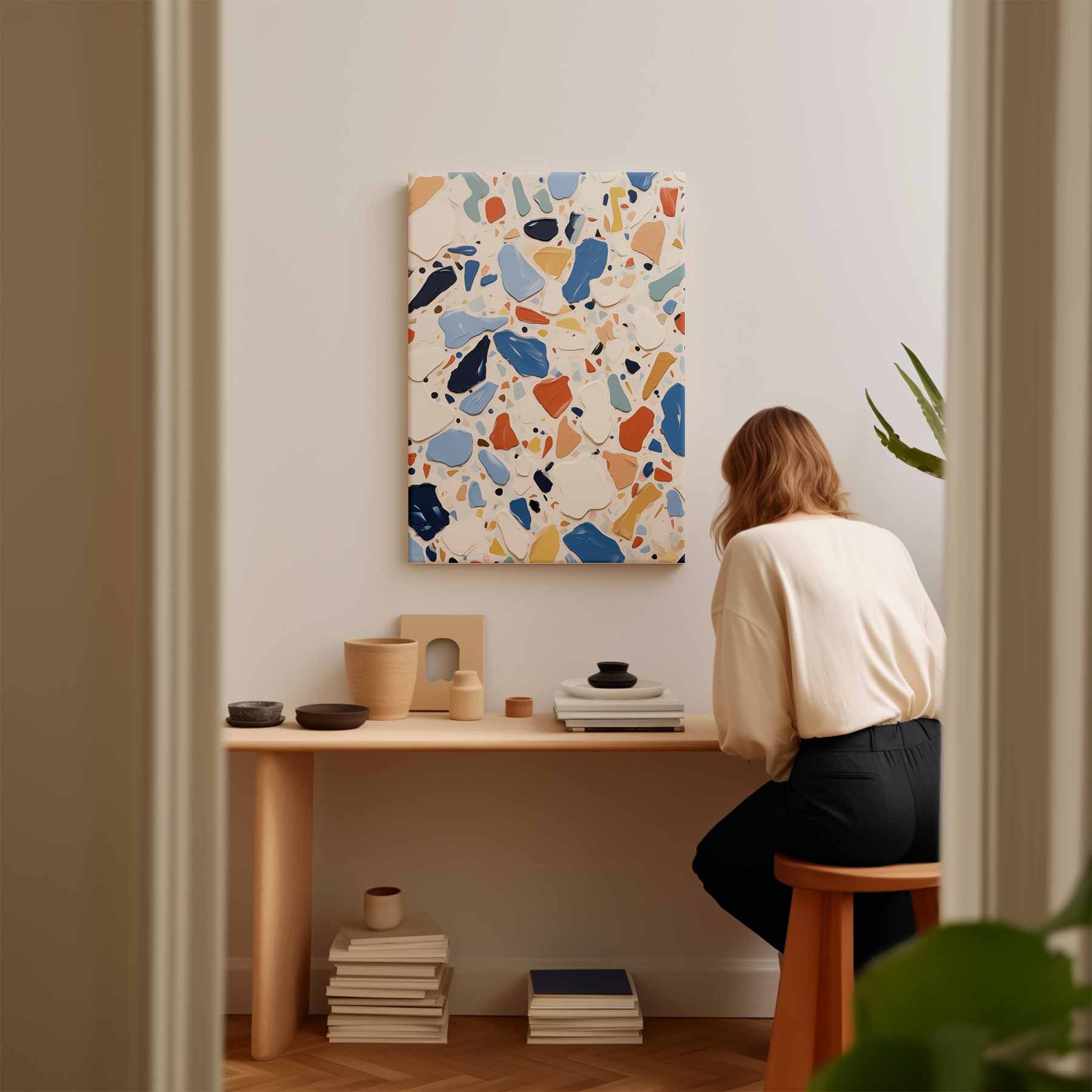 Levendig Terrazzo Inspiratie Kunstwerk-canvas-dibond-plexiglas-wanddecoratie-WallArtistic
