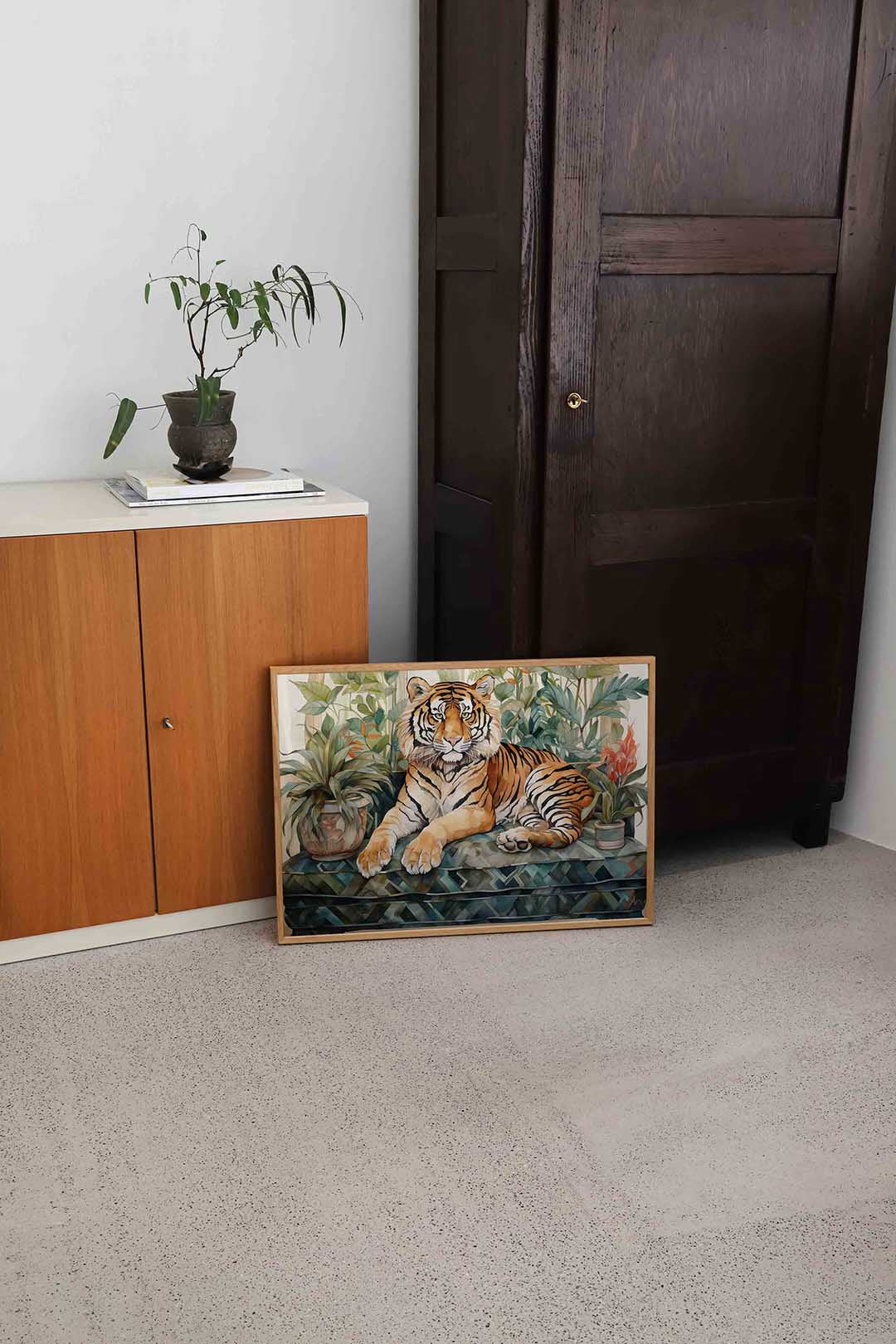 Tijger met planten Poster