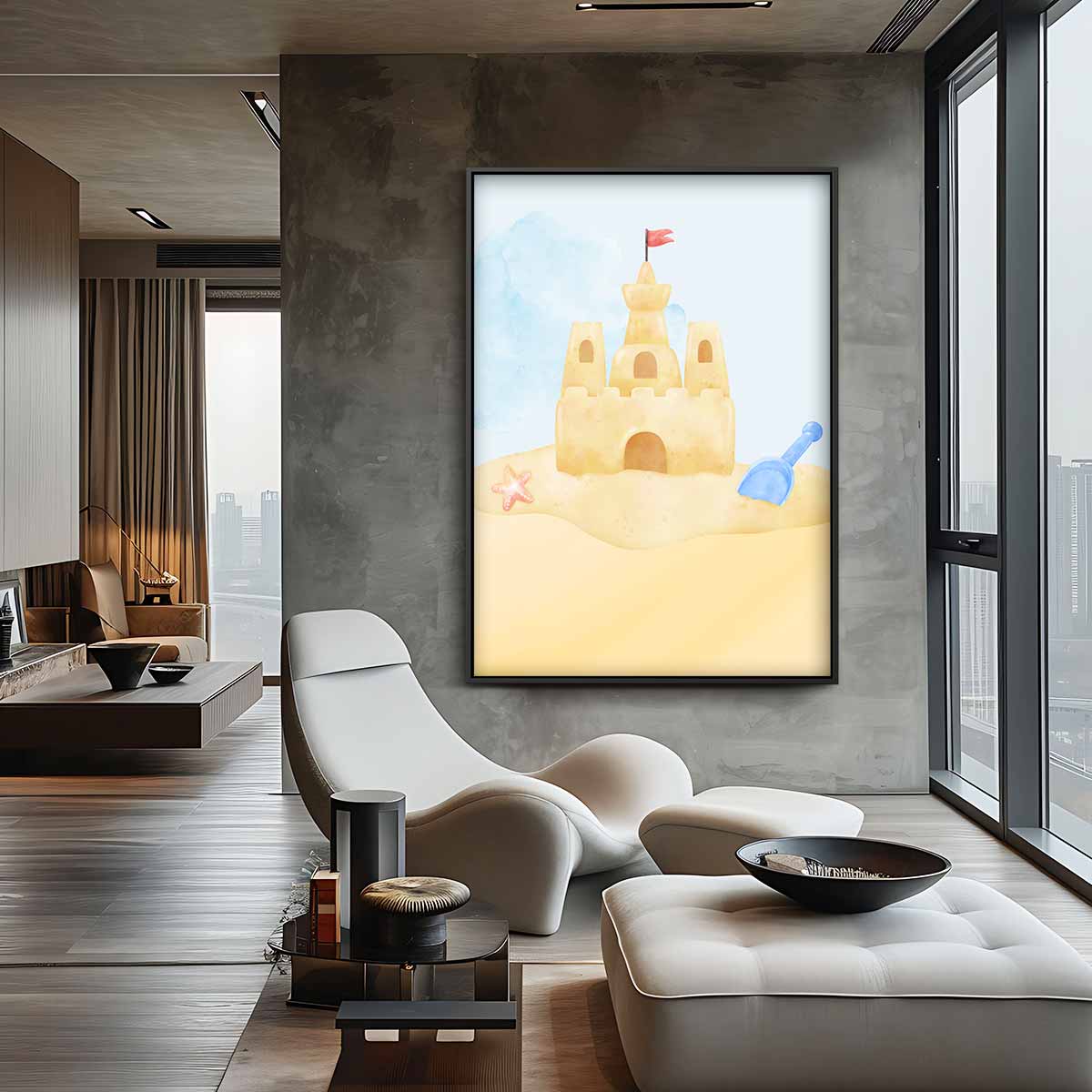 Zandkasteel Avontuur Kunstwerk-canvas-dibond-plexiglas-wanddecoratie-WallArtistic