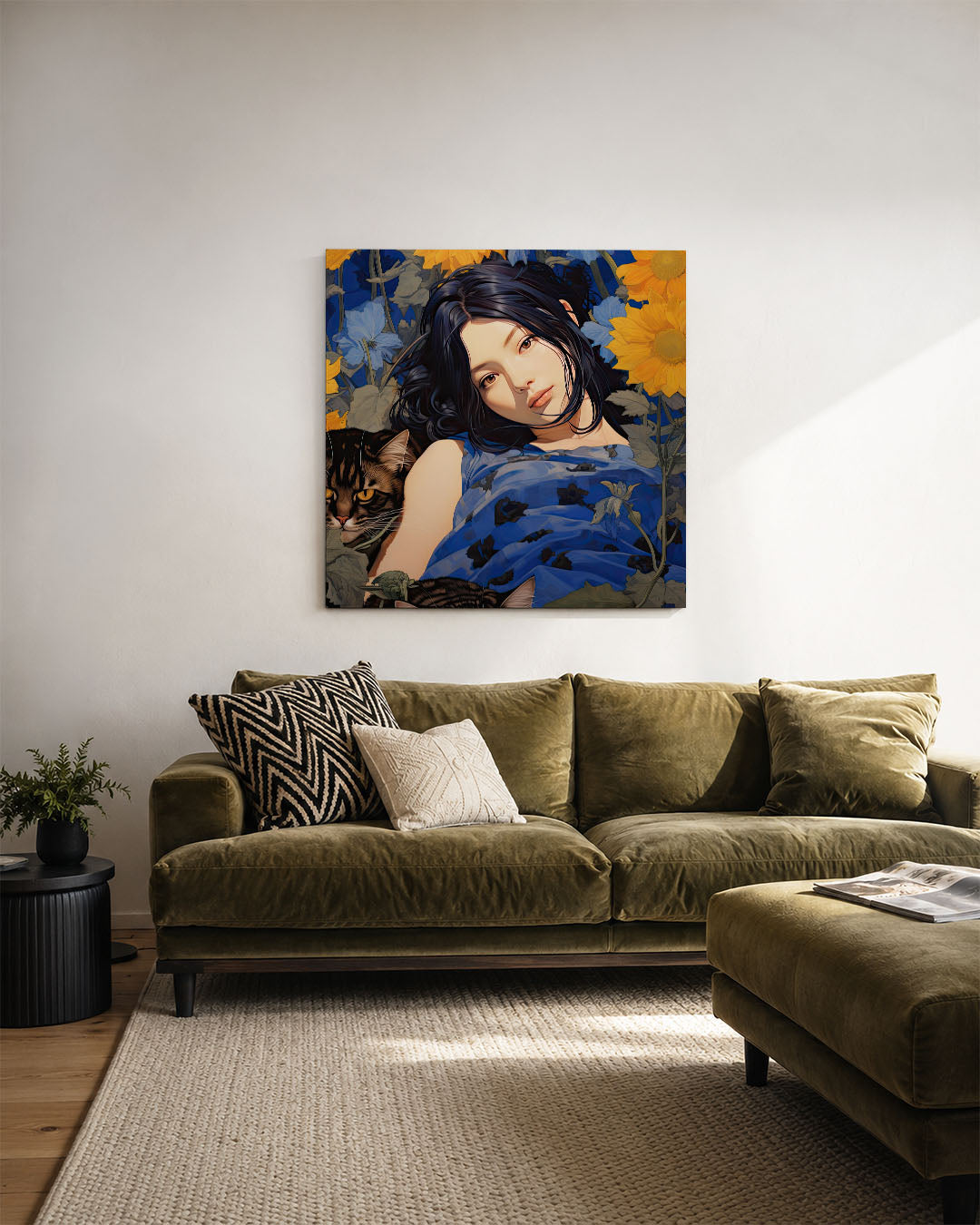 Dromerige bloemenportret Kunstwerk