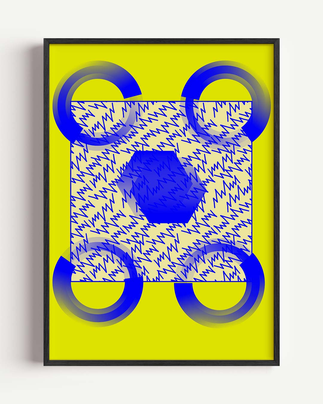 Vrolijke Geel-Blauw Abstracte Kunstposter