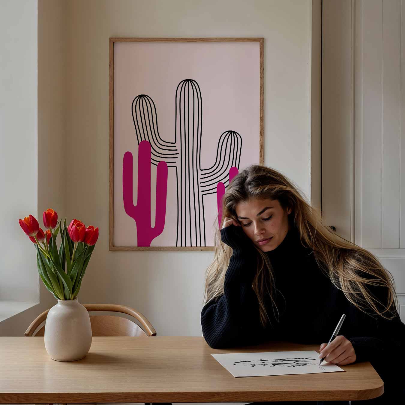 Felgekleurde Cactus Illustratie Poster