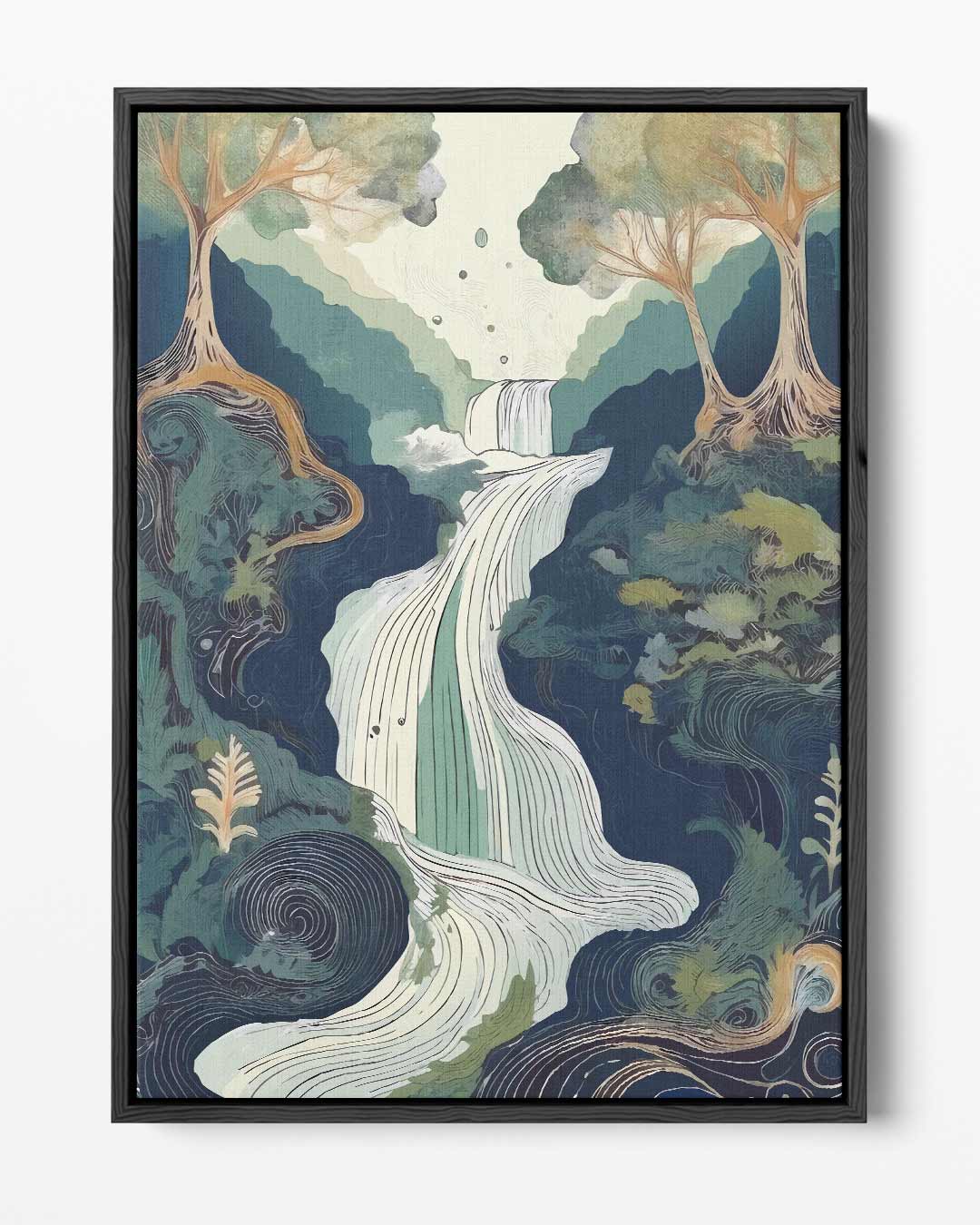 Waterval in het Bos Kunstwerk-canvas-dibond-plexiglas-wanddecoratie-WallArtistic