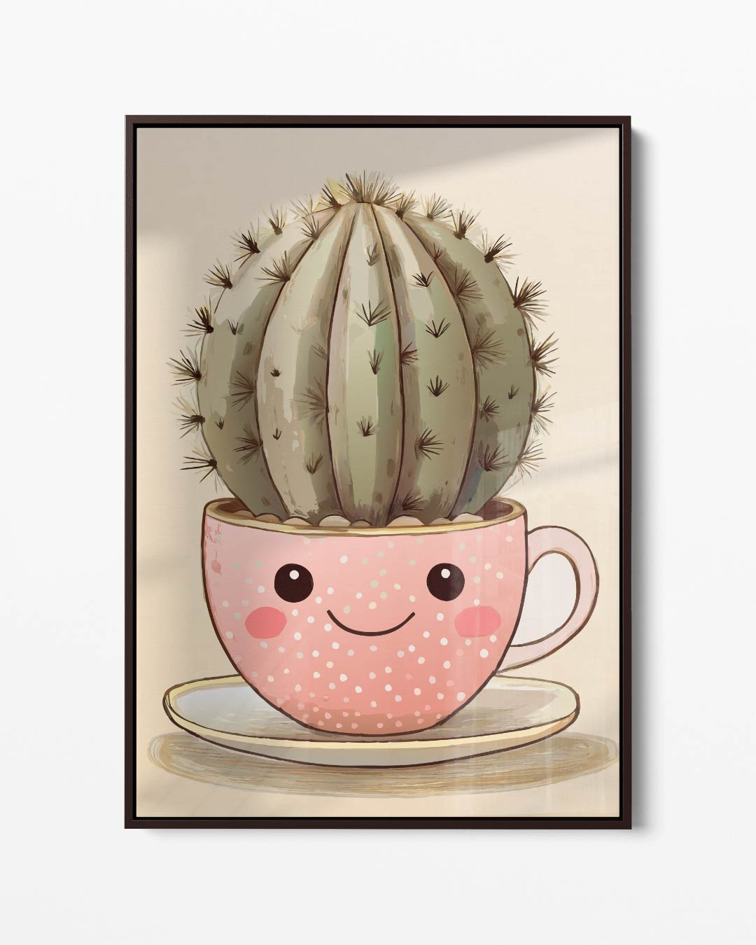 Vrolijke Cactus Kopje Kunstwerk-canvas-dibond-plexiglas-wanddecoratie-WallArtistic
