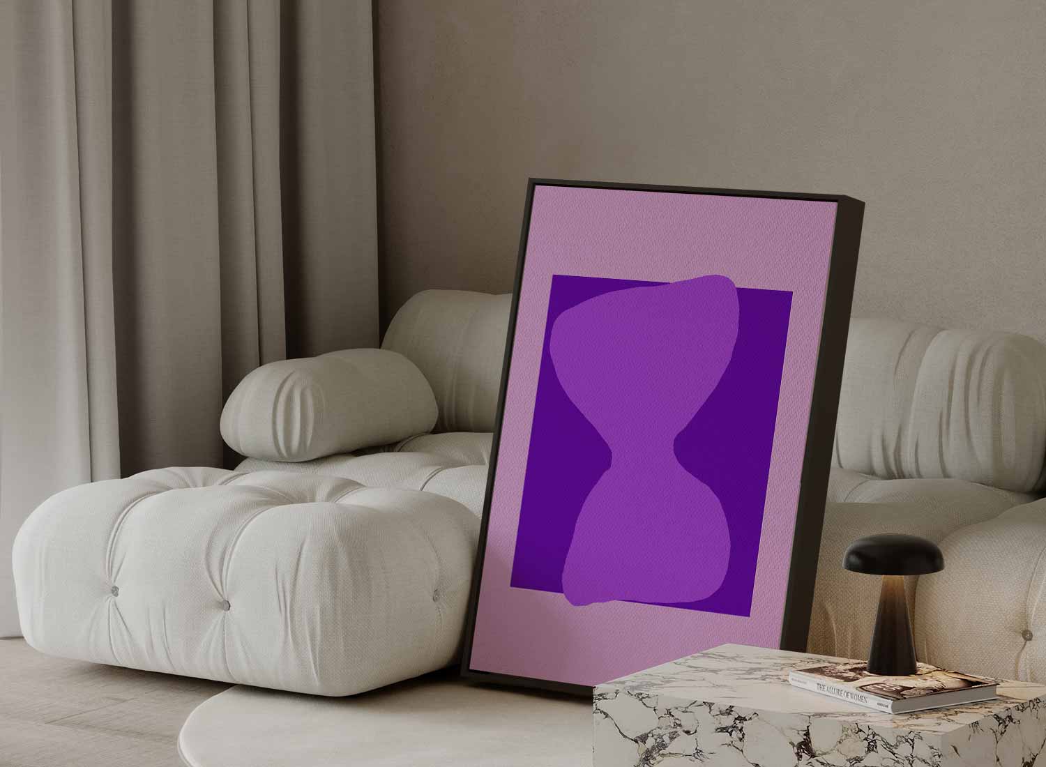 Speelse Paarse Vormen Kunstwerk-canvas-dibond-plexiglas-wanddecoratie-WallArtistic