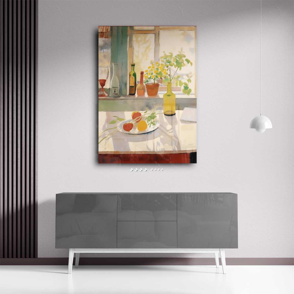 Zomers Stilleven bij het Raam Kunstwerk-canvas-dibond-plexiglas-wanddecoratie-WallArtistic