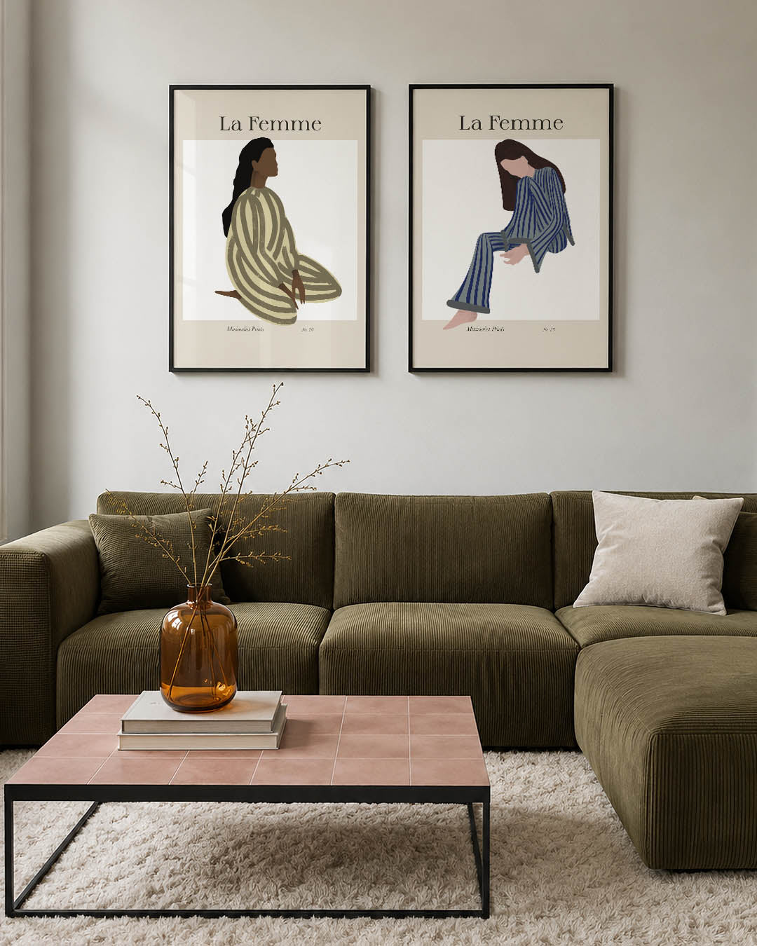 Gestreepte vrouwenzit Posterset