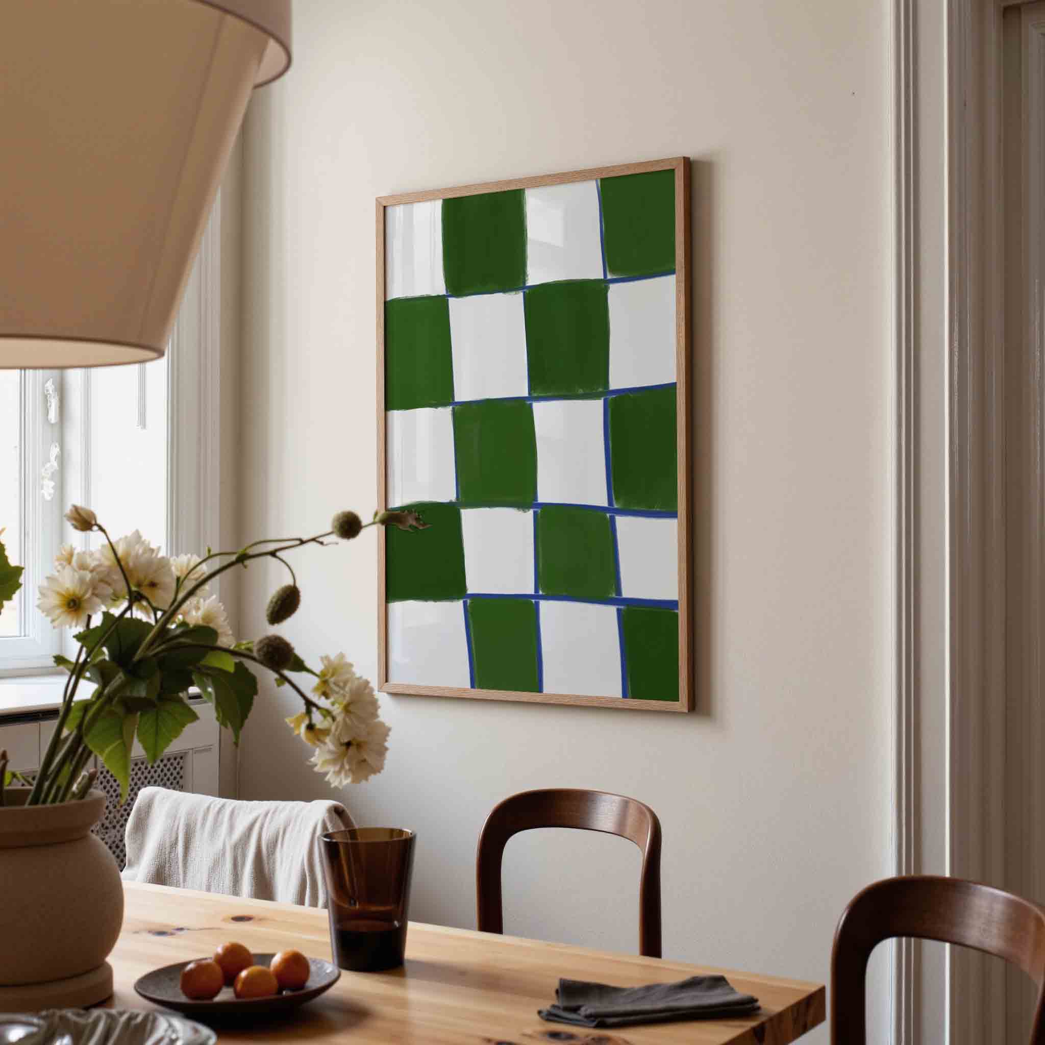 Groene en witte blokken Poster