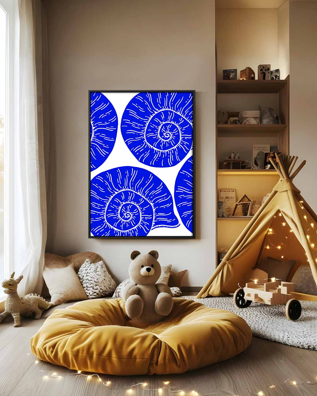 Blauwe Spiralen Kunstwerk-canvas-dibond-plexiglas-wanddecoratie-WallArtistic