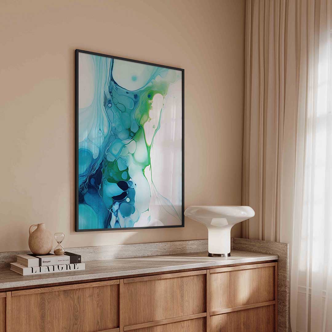 Abstracte blauwe en groene Poster