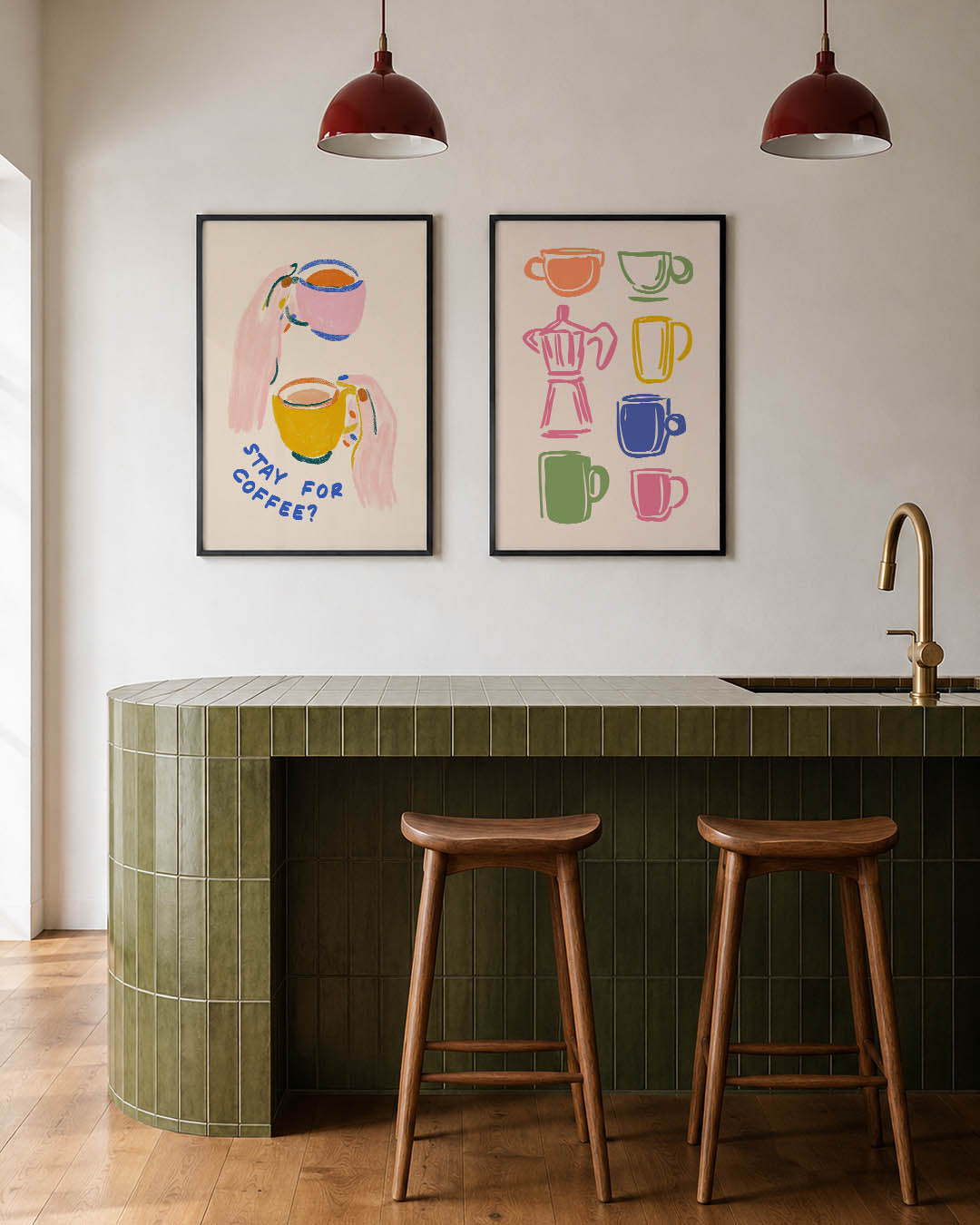 Kleurrijke koffiemomenten Posterset