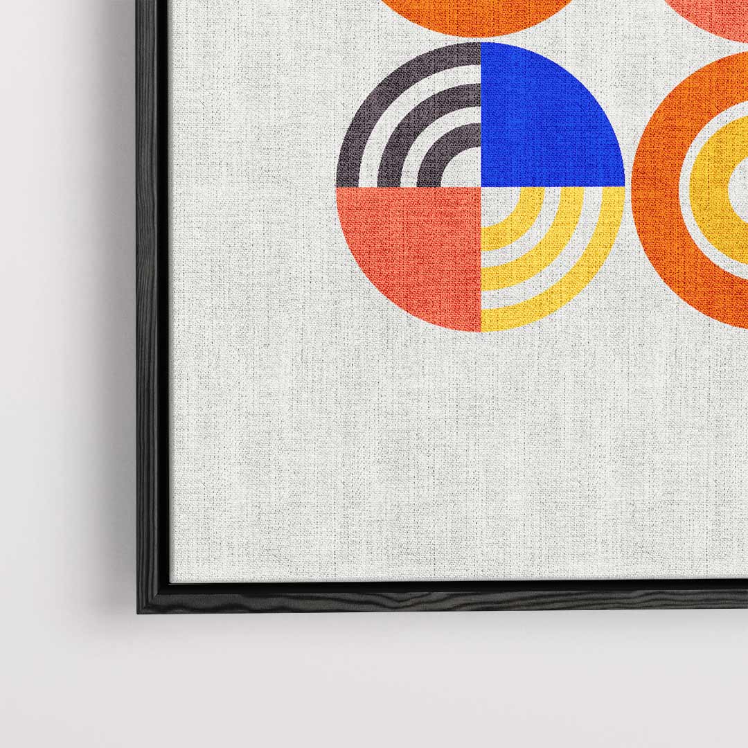 Retro Bauhaus Cirkelpatroon Kunstwerk-canvas-dibond-plexiglas-wanddecoratie-WallArtistic