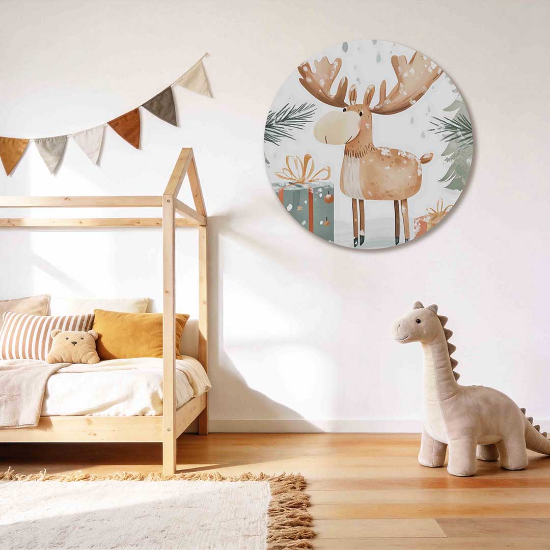 Eland met cadeaus Muurcirkel