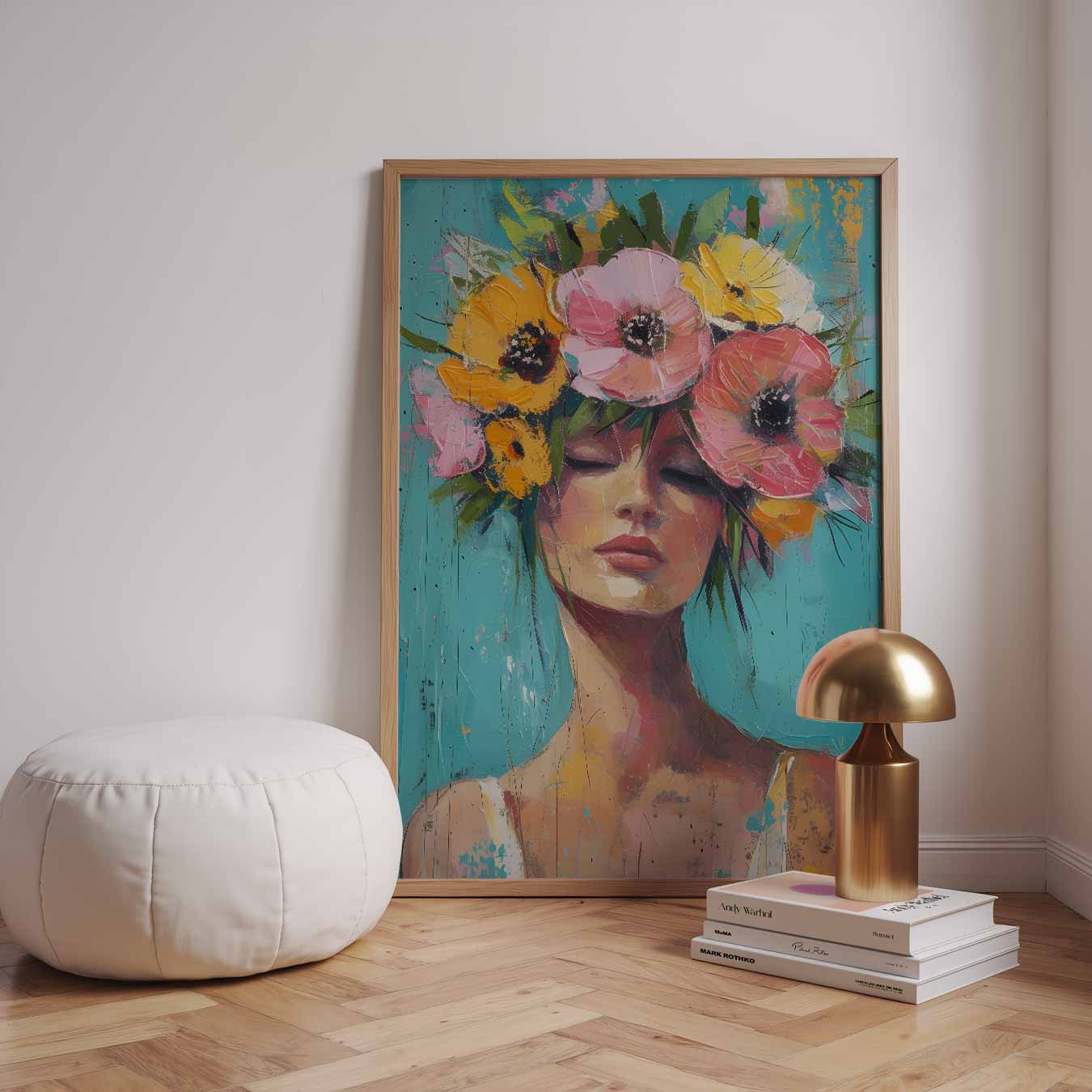 Bloemenkracht Vrouwelijke Portret Poster