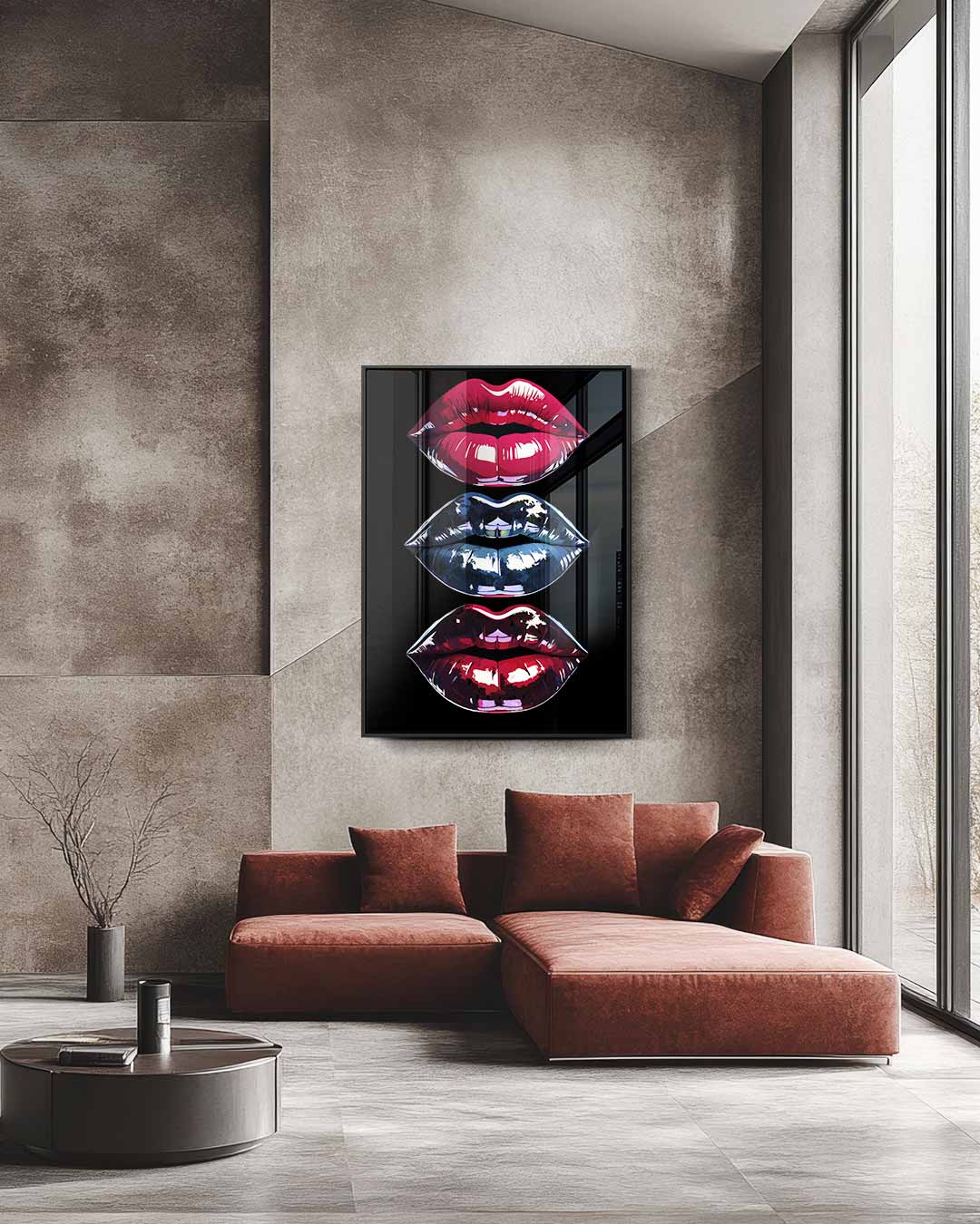 Kleurrijke Lippenkunst Kunstwerk-canvas-dibond-plexiglas-wanddecoratie-WallArtistic
