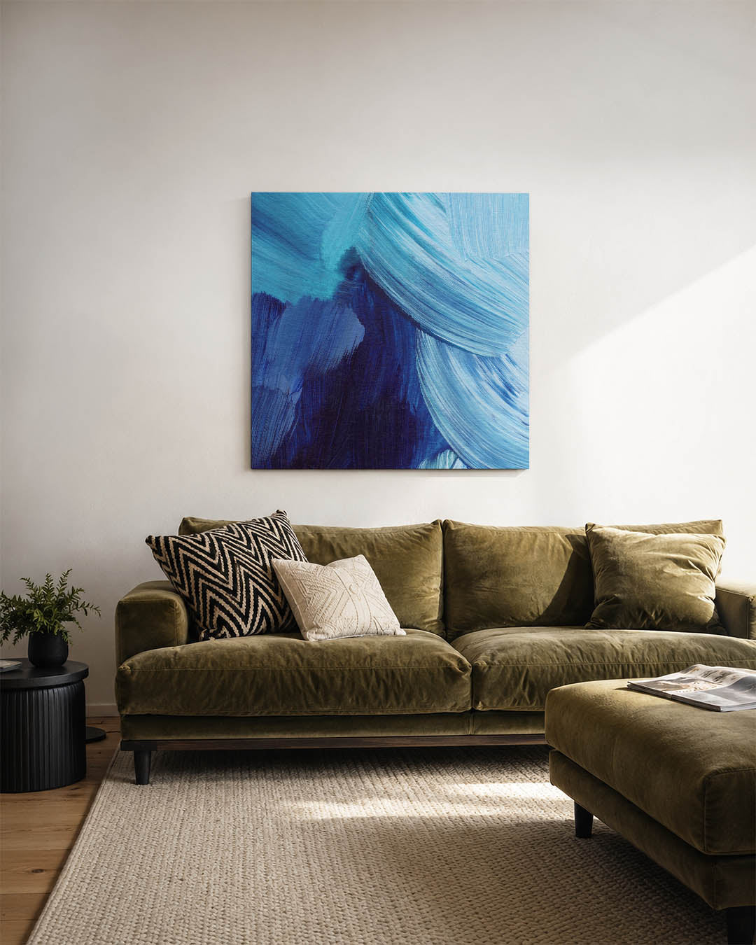 Dynamische blauwe bewegingen Kunstwerk