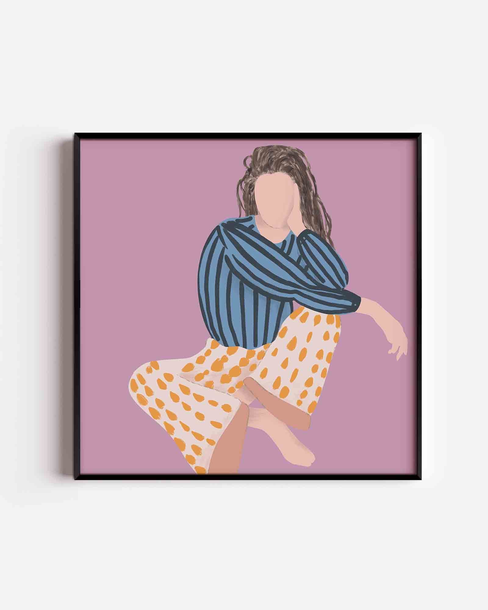 Vrouw in gestreepte blouse Poster