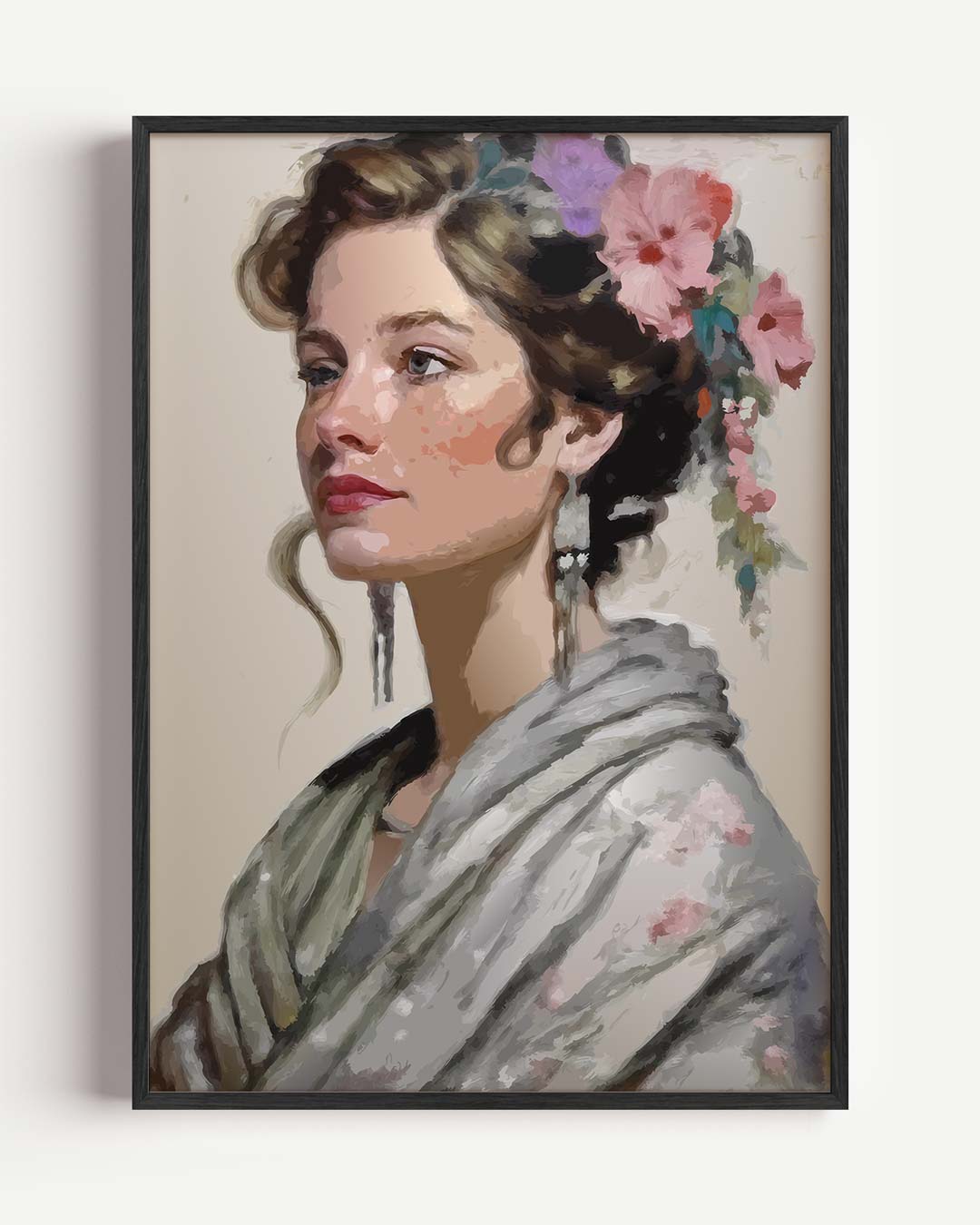 Feminine Elegance in Floral Splendor – Poster Wall Decor