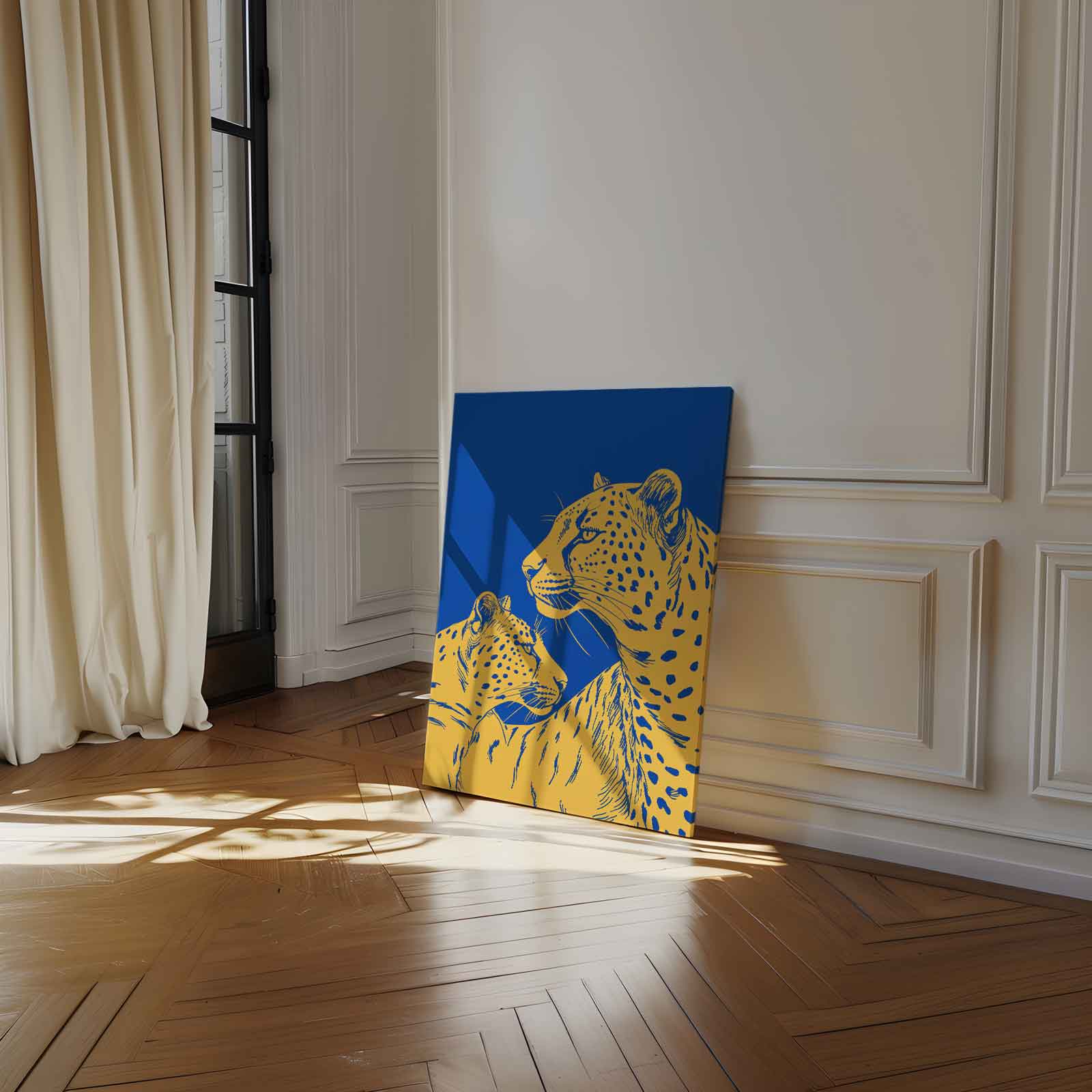 Twee Leoparden in Harmonie Kunstwerk-canvas-dibond-plexiglas-wanddecoratie-WallArtistic