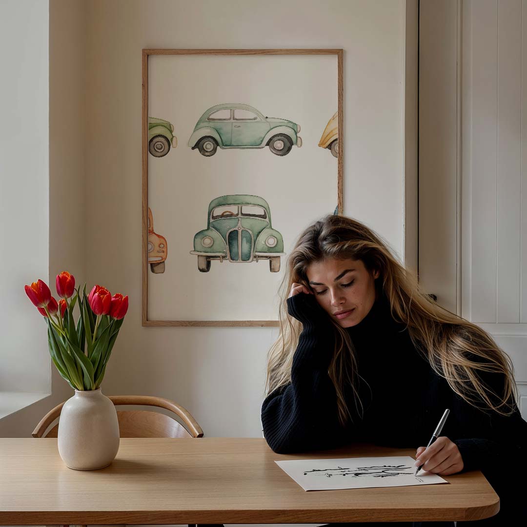 Retro Auto Illustraties Poster-WallArtistic