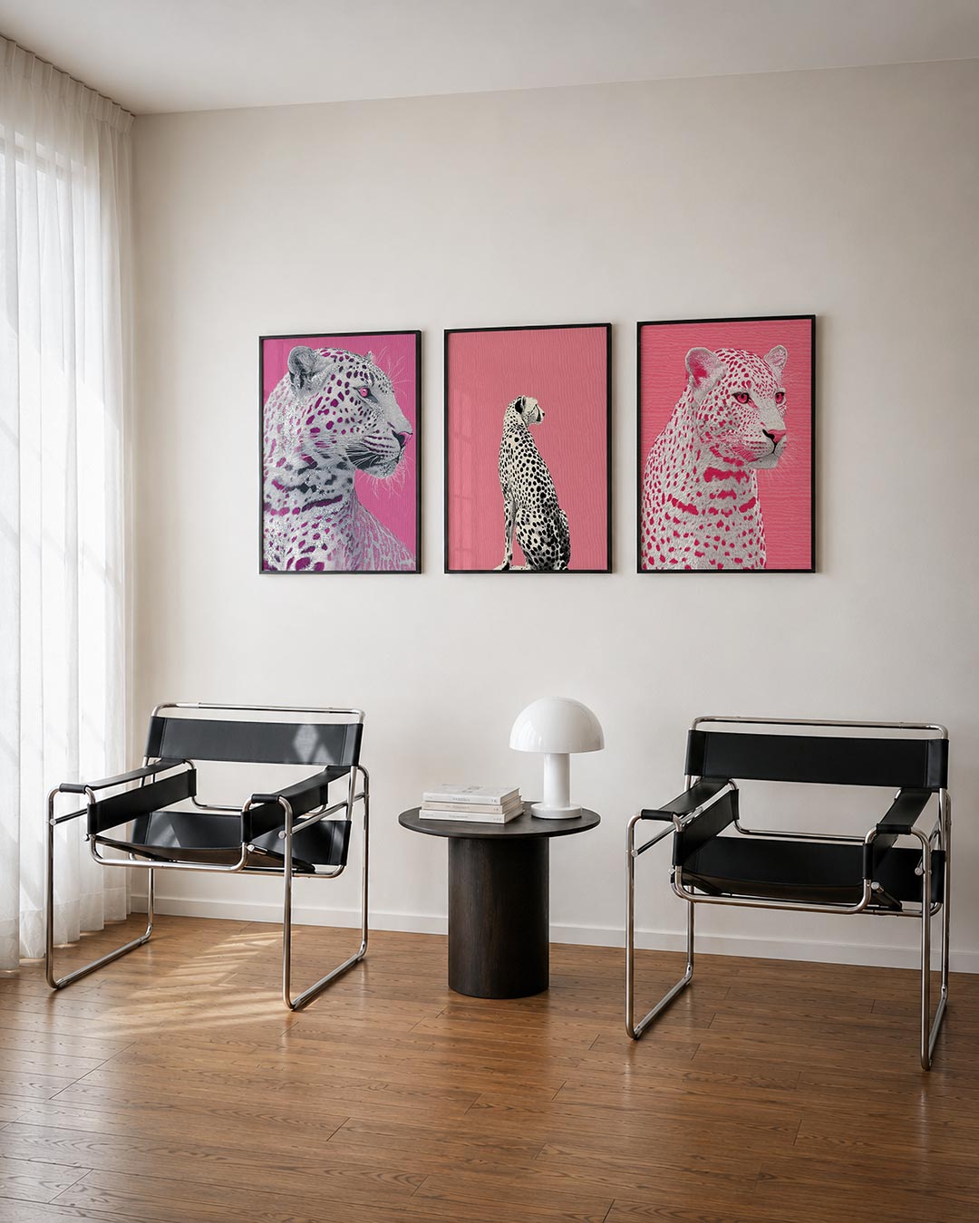 Roze luipaard portret Posterset