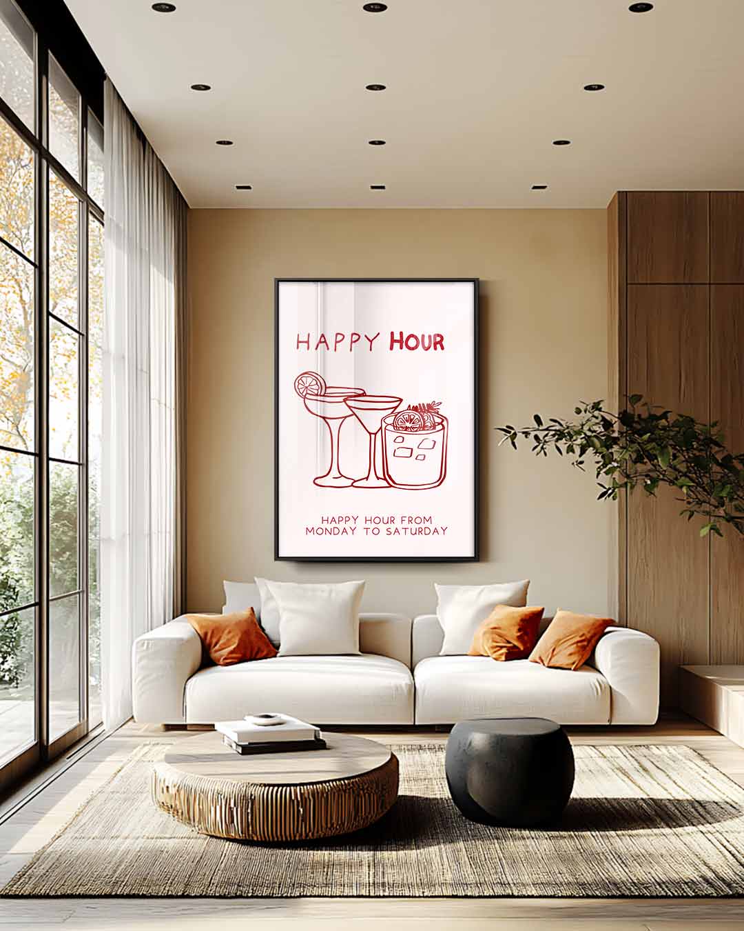 Happy Hour Illustratie Kunstwerk-canvas-dibond-plexiglas-wanddecoratie-WallArtistic