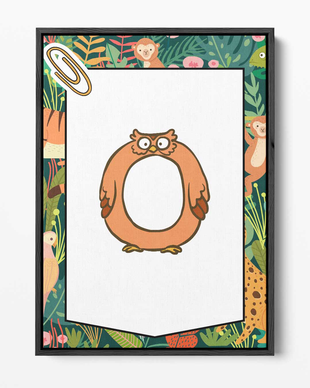 Speelse Oranje Uil Illustratie Kunstwerk-canvas-dibond-plexiglas-wanddecoratie-WallArtistic
