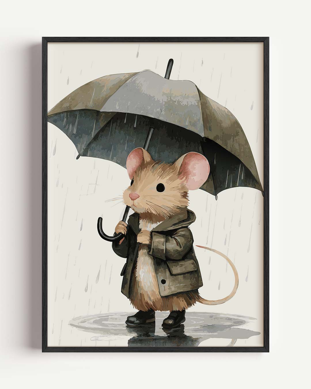 Schattige Muis in de Regen Poster