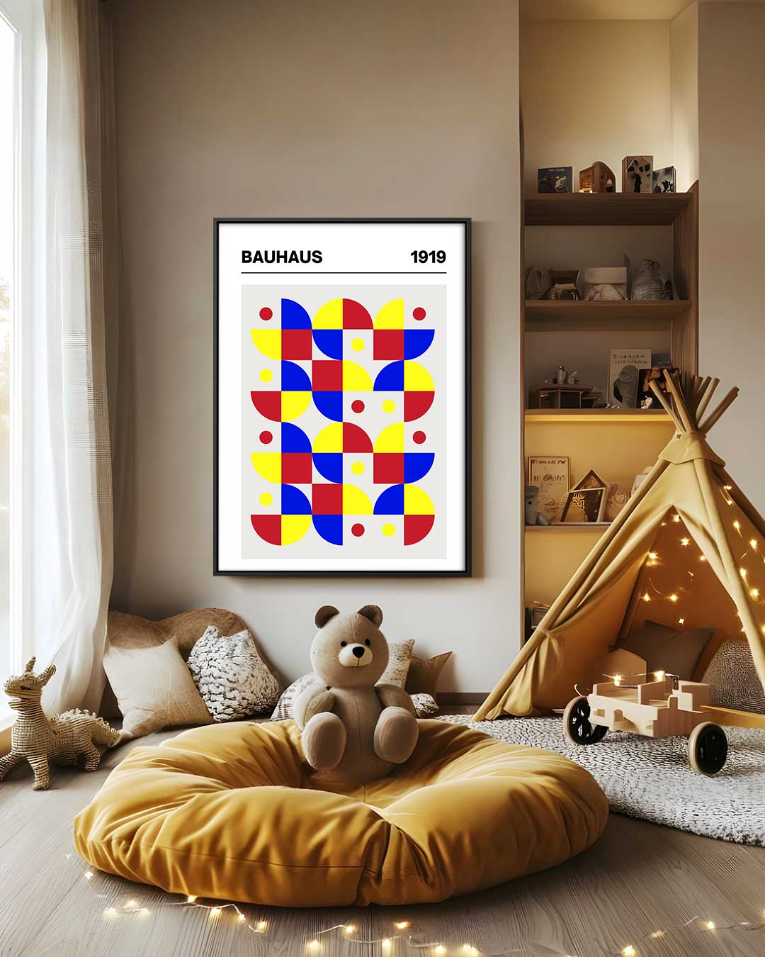 Kleurrijke Bauhaus Geometrie Kunstwerk-canvas-dibond-plexiglas-wanddecoratie-WallArtistic