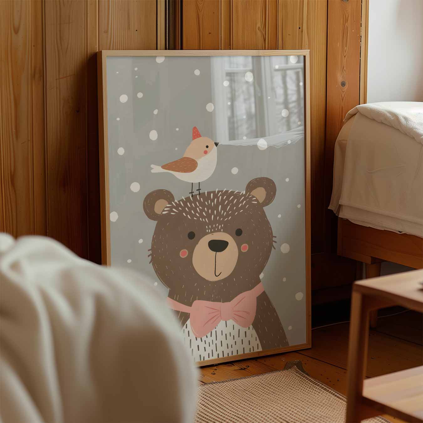 Lieve Beer en Vogeltje Poster