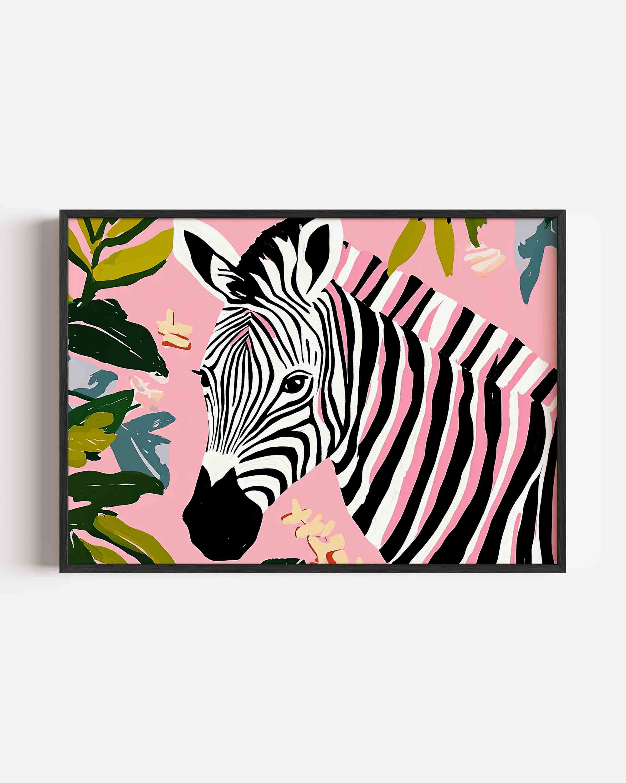 Zebra en bladeren Poster