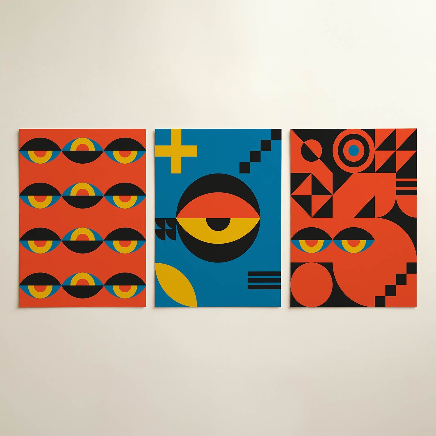 Kleurrijk lijnenspel Posterset