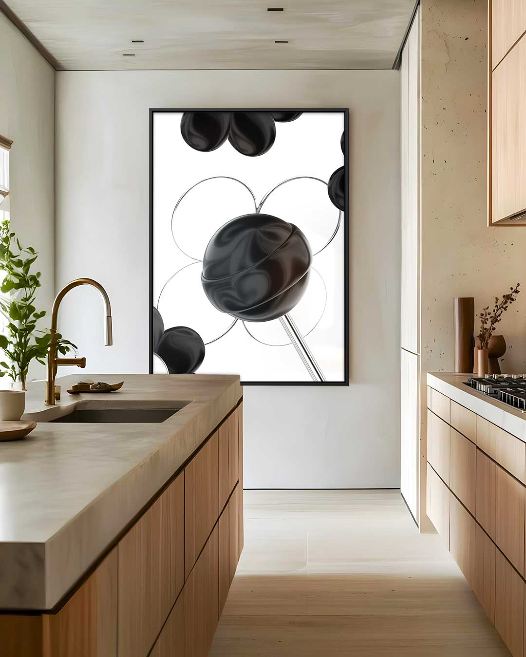 Zwarte Bloemsymfonie Kunstwerk-canvas-dibond-plexiglas-wanddecoratie-WallArtistic