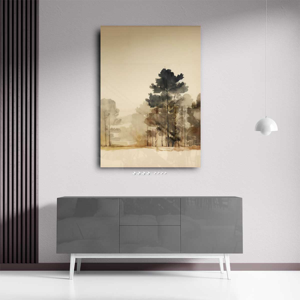 Serene Boslandschap in Waterverf Kunstwerk-canvas-dibond-plexiglas-wanddecoratie-WallArtistic
