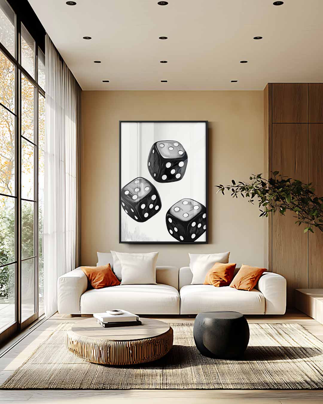 Dansende Dobbelstenen Kunstwerk-canvas-dibond-plexiglas-wanddecoratie-WallArtistic