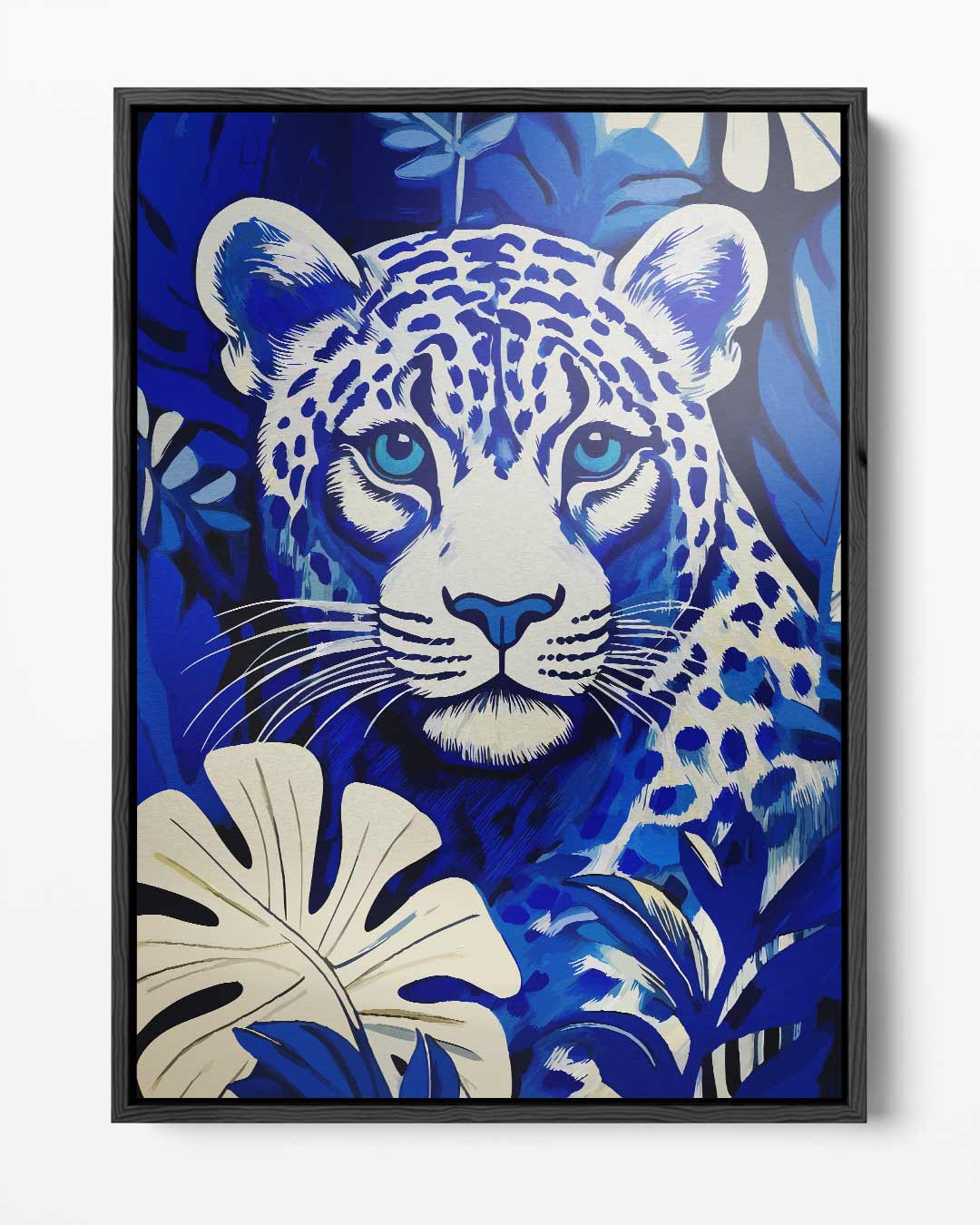 Blauwe Jungleluipaard Kunstwerk Kunstwerk-canvas-dibond-plexiglas-wanddecoratie-WallArtistic