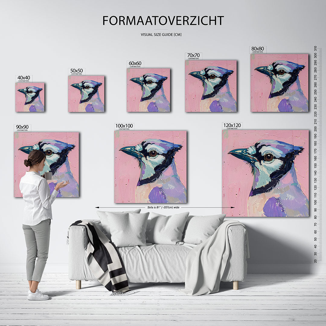 Vogelsilhouet op roze Kunstwerk