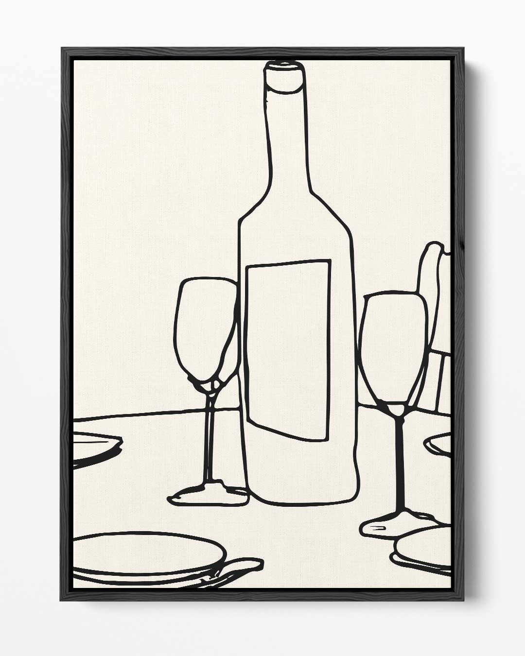 Minimalistisch Tafereel van Wijn en Glazen Kunstwerk-canvas-dibond-plexiglas-wanddecoratie-WallArtistic