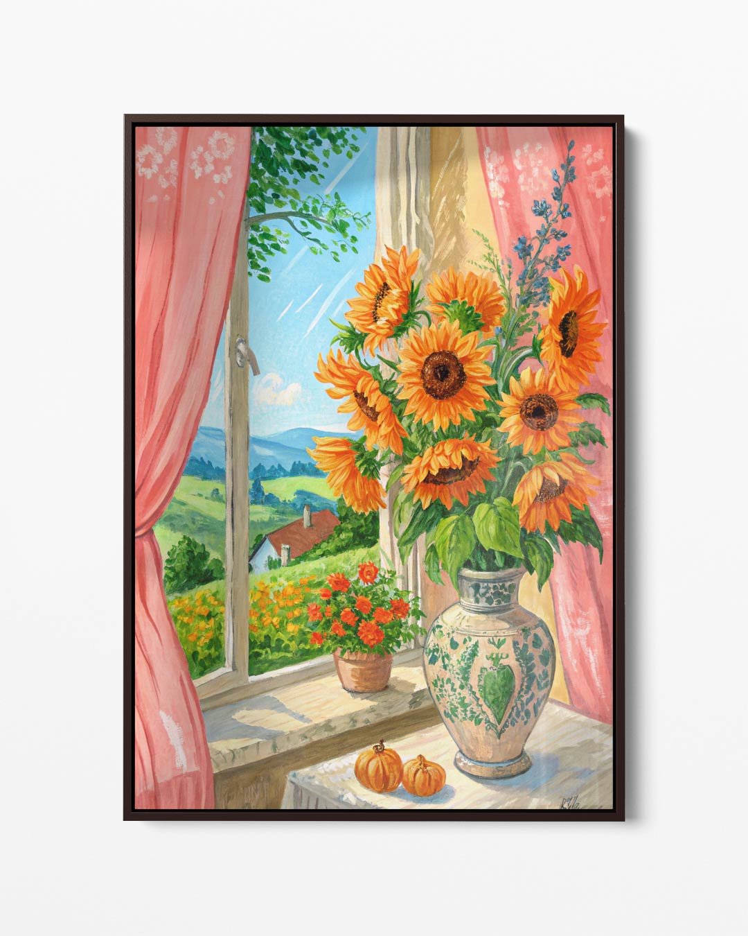 Zomers Arrangement bij het Venster Kunstwerk-canvas-dibond-plexiglas-wanddecoratie-WallArtistic