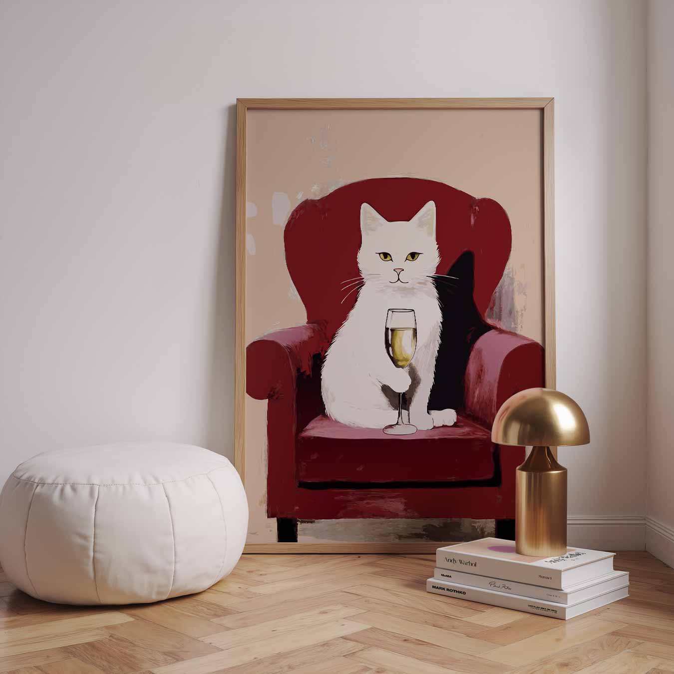 Relaxte Kat met Champagne Poster