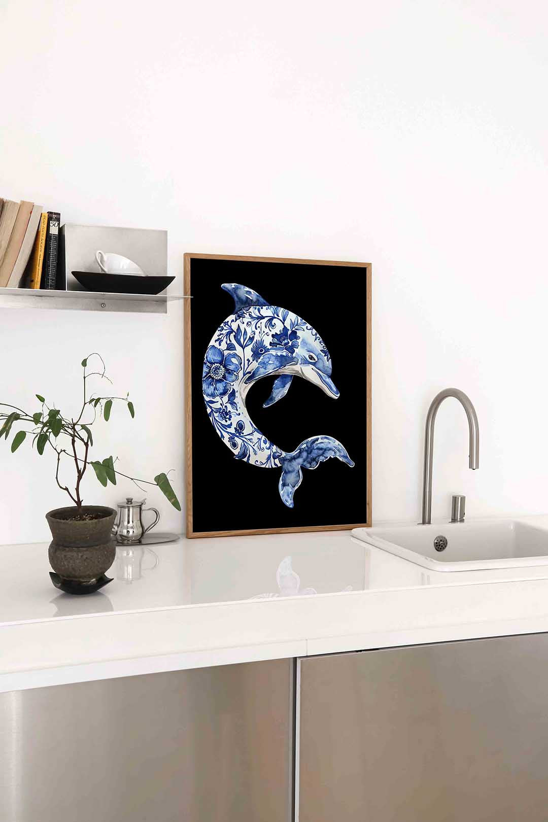 Dolfijn met bloemen Poster