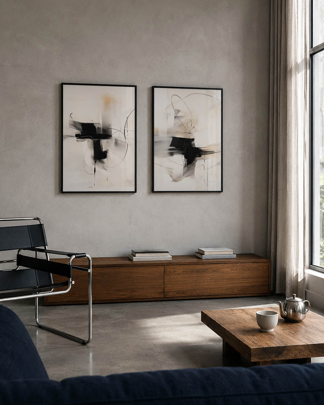 Zwart wit dynamiek Posterset