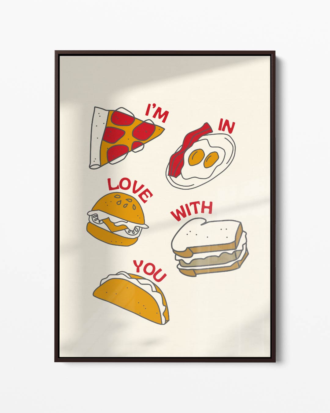 Liefde voor Eten Illustratie Kunstwerk-canvas-dibond-plexiglas-wanddecoratie-WallArtistic