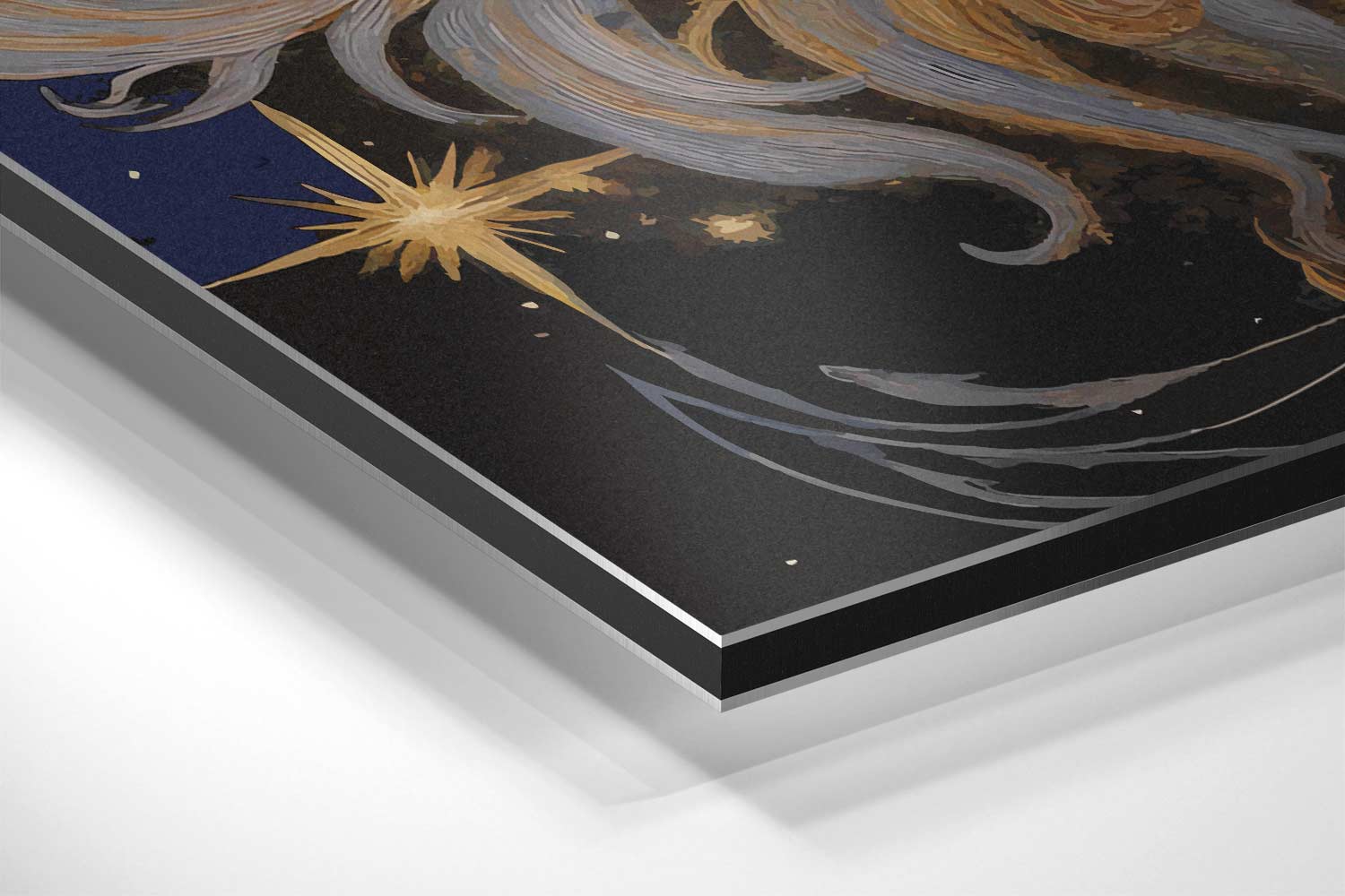 Majestueuze Leeuw in Gouden Nacht Kunstwerk-canvas-dibond-plexiglas-wanddecoratie-WallArtistic