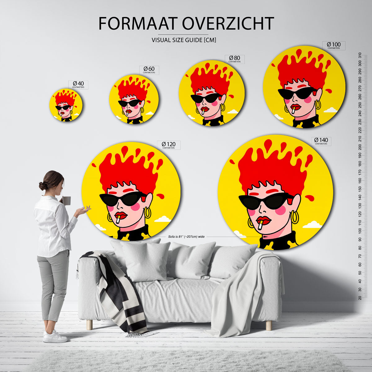 Vrouw met zonnebril Muurcirkel
